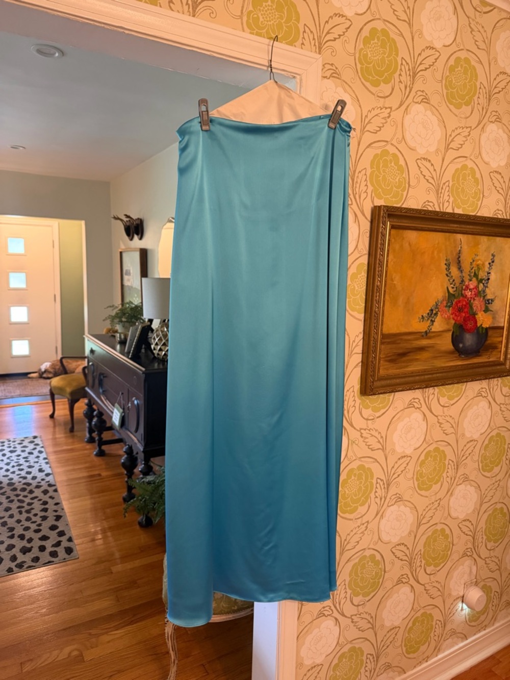 Silky Aqua Blue Maxi dress - Women's Elegant Evening